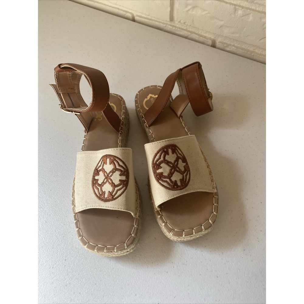 C Wonder Women's Boho Ankle Strap Cord Base Tan/Brown Sandals Size 6.5